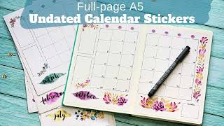 Undated Fullpage A5 Floral Calendar Stickers from Sunny Streak [upl. by Adnoryt821]