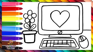 Desenhar e Colorir um Computador Arco Íris 💻🖱️🌈 Desenhos para Crianças [upl. by Naawaj]