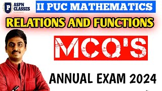 2nd PU RELATIONS AND FUNCTIONS MCQ 2023  CHAPTER WISE MCQ DISCUSSIONS FOR CLASS 12TH [upl. by Arded591]