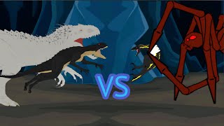 Indominus rex and Scorpius rex vs Giant spider  AUTO RPG Anything [upl. by Nazus]