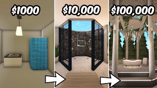 BUILDING A BATHROOM IN BLOXBURG with 1k 10k and 100k [upl. by Sternlight]