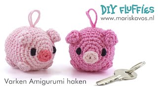 Varken Amigurumi knuffel sleutelhanger haken voor beginners  Nederlands [upl. by Ardiekal]