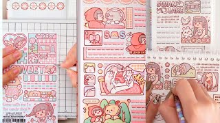 🍰 ASMR RELAXING Creative Aesthetic STICKER Journals Asmr 🌷✨💗 [upl. by Harmaning]