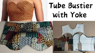 How to make a Bustier Pattern with Yoke Strapless BustierTube Bustier pattern step by step [upl. by Naleek218]