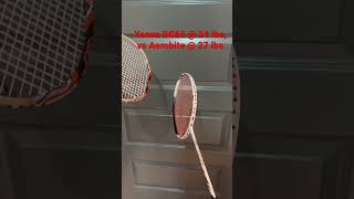 Yonex BG65 at 24lbs vs Aerobite at 27 lbs Badminton string sound [upl. by Ailama510]