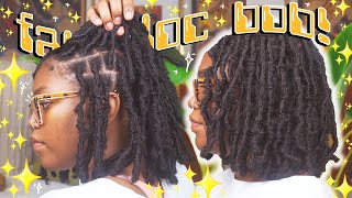 lets do faux locs ✨ natural looking distressed faux loc bob [upl. by Nonah]