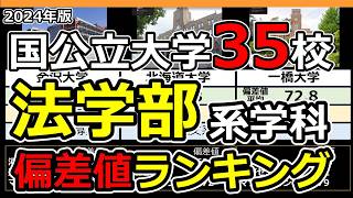 【2024年最新】国公立大学法学部偏差値ランキング  全国35大学の法学部系学科データ一覧 [upl. by Behah]