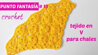 PUNTO FANTASIA CROCHET  13 en V PARA CHALES [upl. by Justen934]