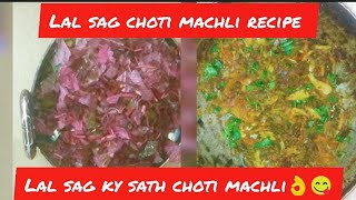 chhoti machli recipe how to make choti machli with lala sag recipe [upl. by Nolyarb]