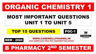 Pharmaceutical Organic Chemistry 2nd semester Important Questions  Poc 1  Carewell Pharma [upl. by Anyl]