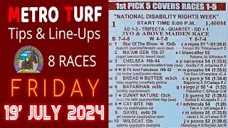 MMTCI LIVE RACING TIPS FOR FRIDAY  JULY 19 2024  500 PM START  8 RACES [upl. by Rochette]