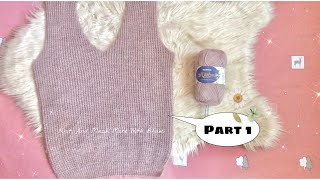 Gents VNeck Sweater Knitting Part 1  Armhole Cutting  Sweater Bunai  How To Knit education [upl. by Eryn]