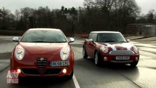 Alfa Romeo MiTo v Mini Cooper Review  Auto Express [upl. by Gustaf]