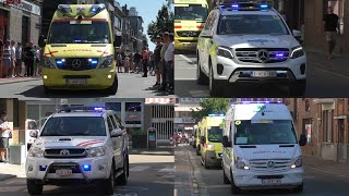 Ambulances en Politie met spoed tijdens het Belgisch Kampioenschap wielrennen in Izegem [upl. by Lucio]