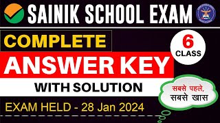 🔑 Sainik School Exam 2024 Class 6 Complete Answer Key amp Paper Solution  28 Jan 2024 Exam Analysis [upl. by Enaillil502]