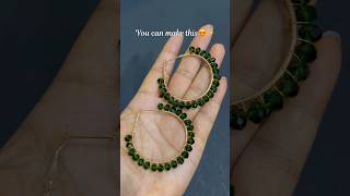 How to make beaded hoops earings✨😍 shorts youtubeshorts shortvideo hoopsearings hoops [upl. by Akcimahs]