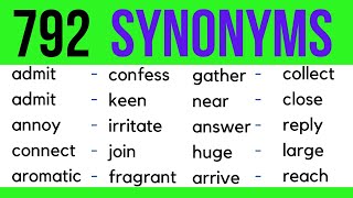 Similar Vocabulary Learn 792 Synonym Words in English to Expand your Vocabulary [upl. by Remas]