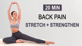 20 Min Back Pain Stretch  Strengthen  Pilates x Yoga  No Repeat  Beginner Friendly [upl. by Hamrnand]