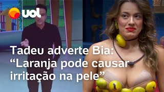 Beatriz leva chamada de Tadeu no BBB 24 por top com casca de laranja [upl. by Nohsav699]