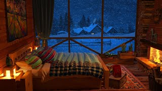 Deep Sleep with Blizzard and Fireplace Sounds  Cozy Winter Ambience Snow Storm and Wind Sound [upl. by Dirraj]