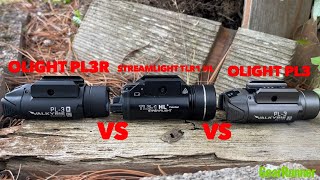 Olight PL3R Vs Streamlight TLR1 HL Vs Olight PL3 [upl. by Hellman]