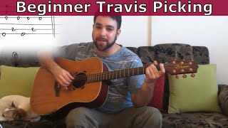 20 Beginner Travis Picking Exercises amp Patterns  Ultimate Guitar Tutorial w TAB [upl. by Monahon314]