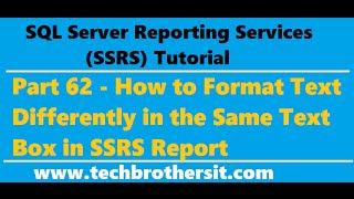 SSRS Tutorial 62  How to Format Text Differently in the Same Text Box in SSRS Report [upl. by Dnaltruoc926]