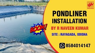 Pondliner installation  Pond Lining Film  Plastic Pond Liner  Geomembrane Pond Liner [upl. by Sheffy]