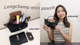 Unboxing Longchamp Le Pliage mini pouch Aesthetic  what fits inside Is it worth Honest review [upl. by Ecirtal307]