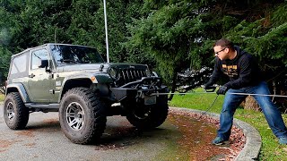 Spooling A New Synthetic Winch Rope On The Jeep [upl. by Diaz191]