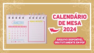 CALENDÁRIO DE MESA FOFA 2024 TAMANHO A6  ARQUIVO GRATUITO [upl. by Lyram]