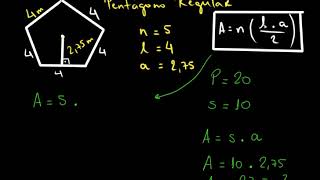 Área de Polígonos Regulares exemplo com Pentágono Regular Professor Wilton  Turma 8º ano [upl. by Conroy]