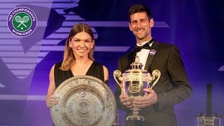 Novak Djokovic and Simona Halep discuss Wimbledon 2019 triumphs at Champions Dinner [upl. by Ettevad]