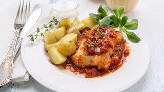 Recette  Lotte à la provençale tomates échalotes ail [upl. by Sephira]