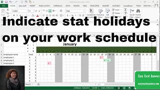 How to indicate stat holidays on your work schedule in Excel [upl. by Jehial206]