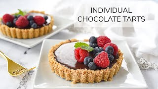 Individual Chocolate Tarts  No Bake Recipe [upl. by Adnar]