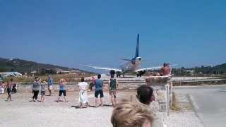 Skiathos Airport Jet Blast End of runway [upl. by Hakym]