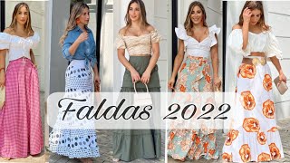 FALDAS DE MODA 2022💯 OUTFITS CON FALDAS LARGAS EN TENDENCIAS MODA MUJER 2022 FASHION LOOKS [upl. by Ynotna559]