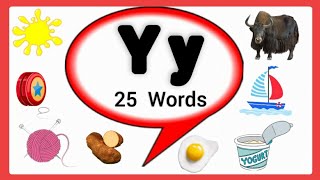 Letter Y words for kids Words start with letter Y Phonics letter YY letter wordsY for words [upl. by Eidak]