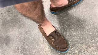 Shopping Wearing Loose Sperry TopSiders Boat Shoes Without Laces [upl. by Ymerrej]