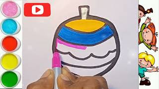 How To Draw Spinning Top  Painting and Coloring for kids and Toddlers Easy Drawing [upl. by Athena]