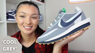 NIKE SACAI CLOT LD WAFFLE COOL GREY  REVIEW amp ON FEET [upl. by Suu]