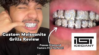 CUSTOM MOISSANITE DIAMOND GRILLZ FROM THE ICEGIANT REVIEW [upl. by Ainotal]