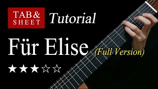 Für Elise Full Version  Guitar Lesson  TAB [upl. by Marita]