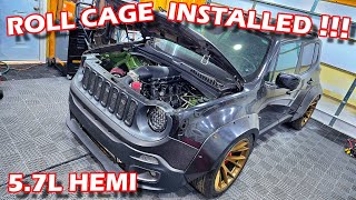 HEMI Swap Jeep Renegade pt 39 ROLL CAGE INSTALLED [upl. by Kissner]