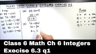 Class 6 Mathematics Integers exercise 63 q1 Exercise 63 q1 class 6 math  chapter 6 Integers [upl. by Bret766]