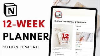 12 Week Year Planner amp Workbook Achieve your Goals Faster  Notion Template Tour [upl. by Nolie]