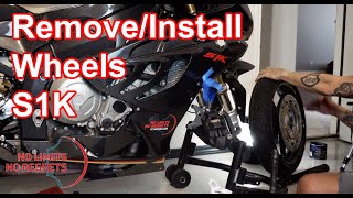 Motorcycle WHEEL CHANGE on Full CARBON FIBER BMW S1000RR for Michelin Pilot Road 6s [upl. by Bihas]