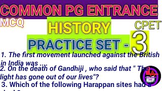 HISTORY  MCQ PRACTICE SET 3 FOR ODISHA CPETPG ENTRANCE EXAM 2021 [upl. by Atsocal]