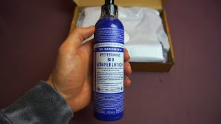 UNBOXING Dr Bronner’s  Organic Peppermint Hand and Body Lotion [upl. by Drugge]